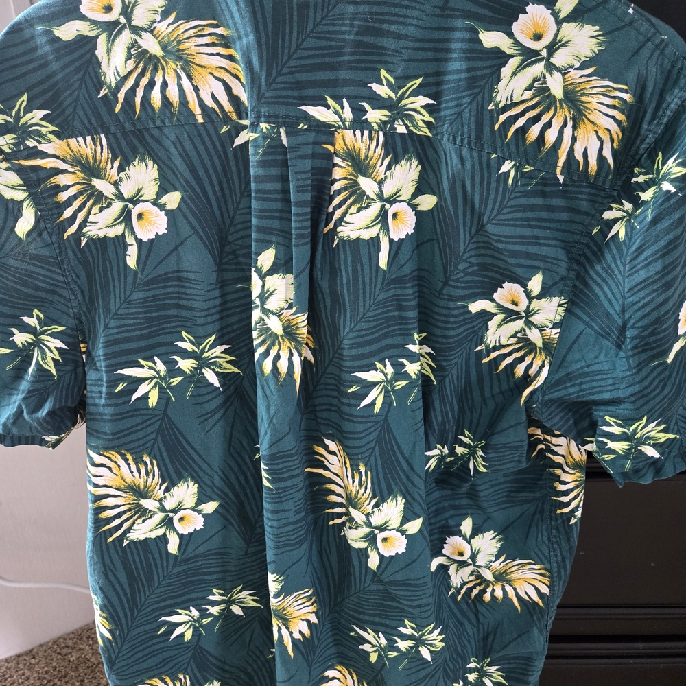 Vans Teal and Yellow Floral Men's Shirt - Picture 2 of 3